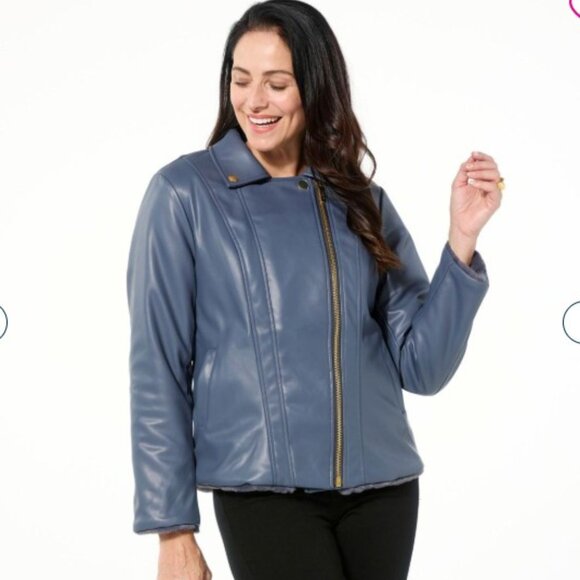 IMAN Global Chic Reversible Faux Fur to Faux Leather Jacket - Size: XL - NWT - Picture 14 of 16